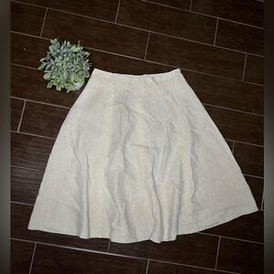 Edward 100% linen natural crochet circle skirt sz 14/16